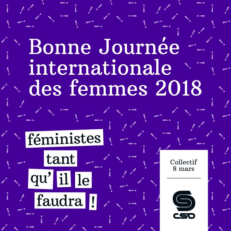 Visuel mauve avec texte Bonne journée internationale des femmes 2018