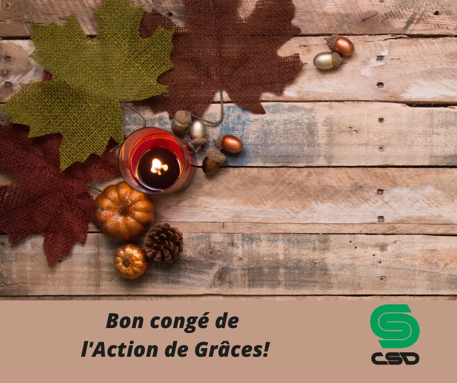 Décorations de l'Action de Grâce avec le logo CSD.